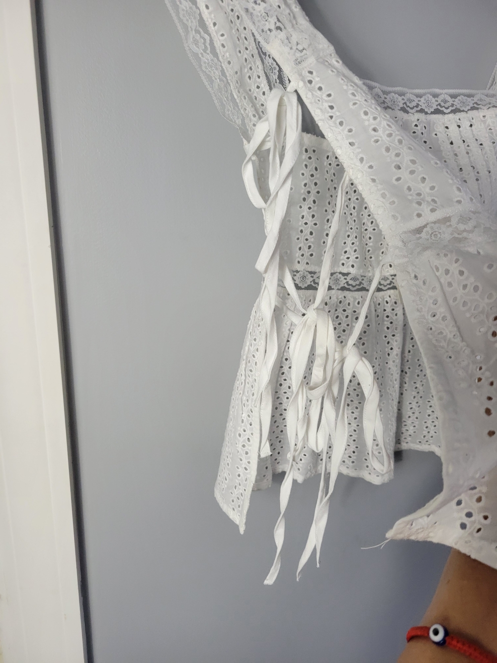 Pilcro White Eyelet Lace Tank with Scalloped Trim - Picture 4 of 16
